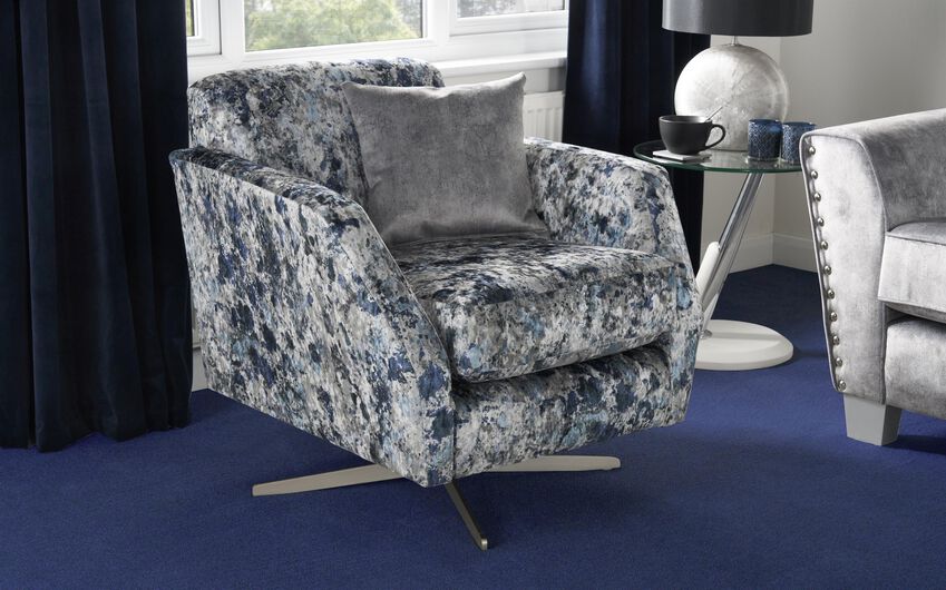 Living Esme Fabric Patterned Swivel Chair