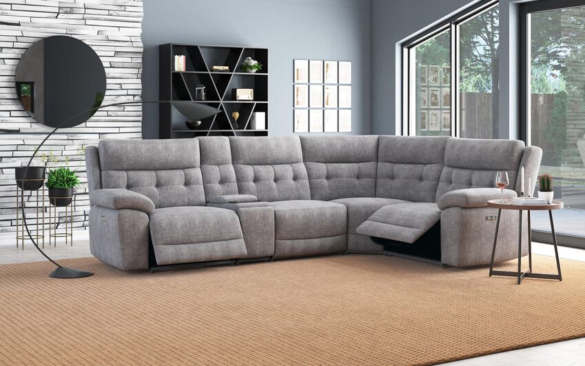 Belford 3 Corner 1 Power Recliner with Media Unit and Power Head Tilt