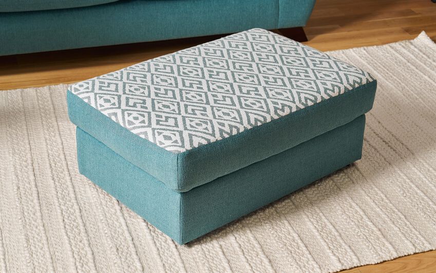 Living Aspen Fabric Pattern Top Banquette Footstool