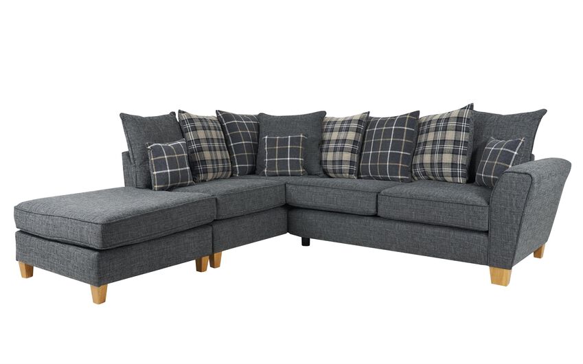 Theo Fabric 1 Corner 2 Left Hand Facing Chaise Scatter Back Sofa