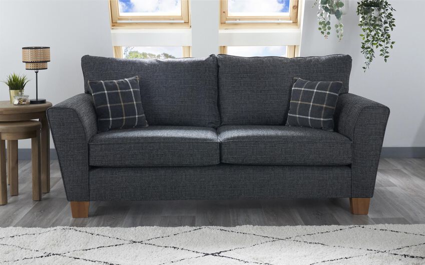 Theo Fabric 3 Seater Standard Back Sofa